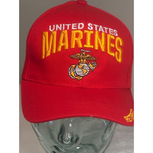 U.S. Marines Retired Embroidered Bold Tactic Red Hat Cap  Adjustable Military - Picture 2 of 6
